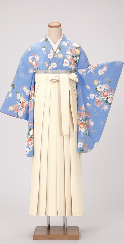推しカラー「青色」の着物コーデ03例