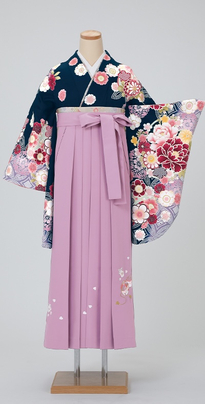 推しカラー「青色」の着物コーデ04例